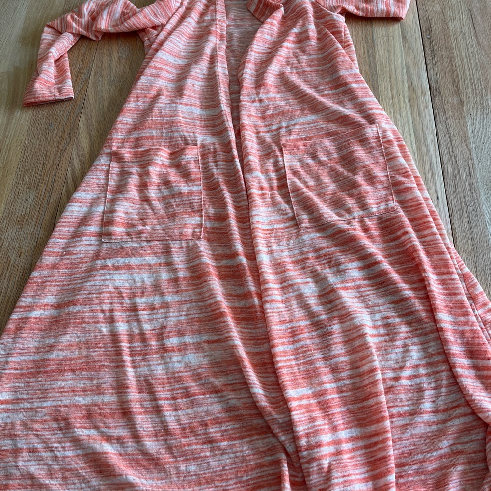 Orange striped Lularoe Sarah cardigan size XS